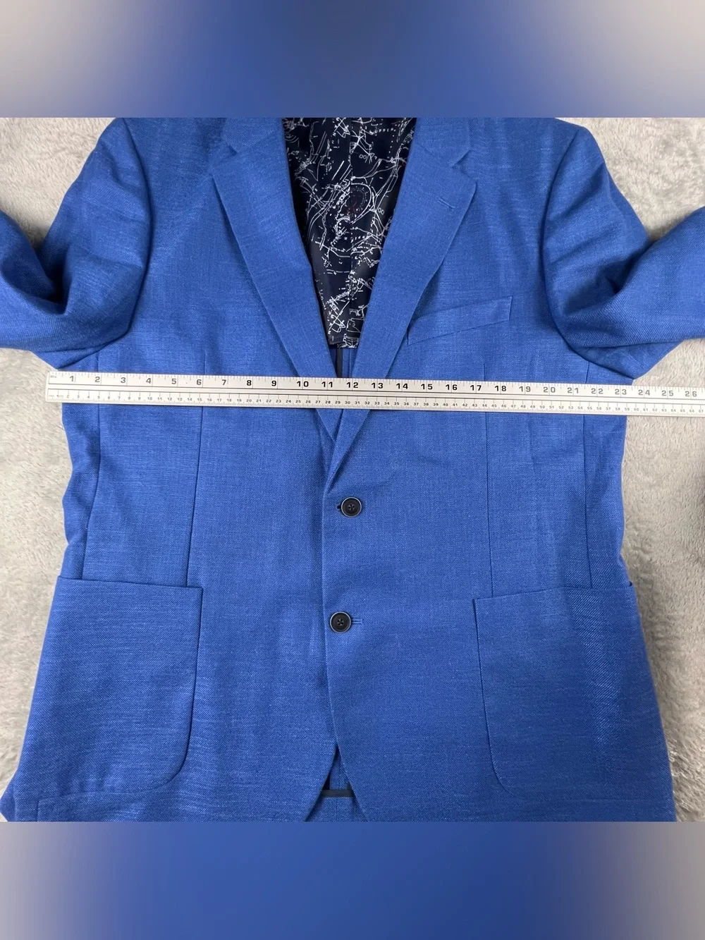 Nautica Jensen Blazer Mens 46R Navy Blue Unstructured Linen Blend Summer NC652